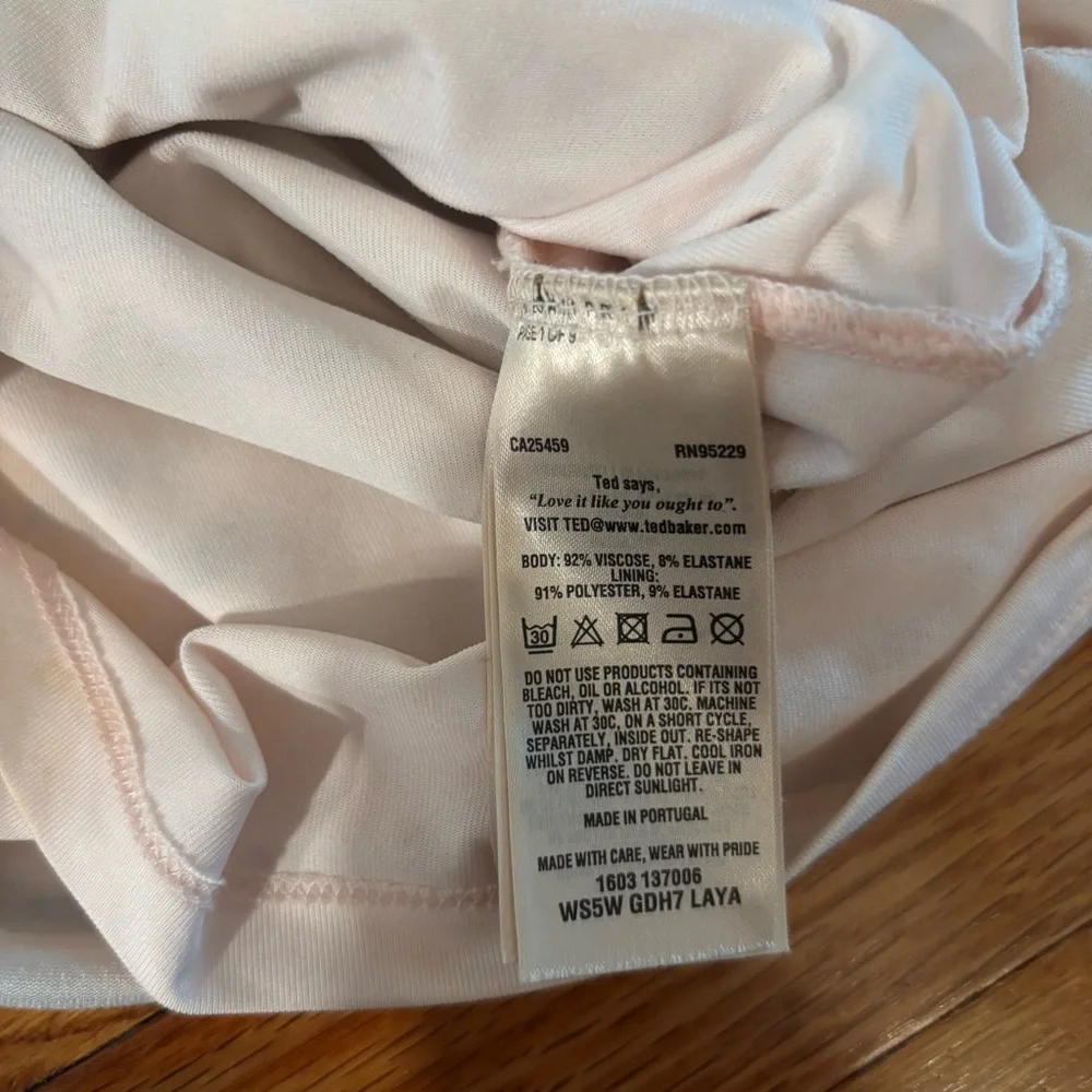 TED Baker Laya Sleeveless Bodycon Midi Dress size 1 (US 2-4). Floral & stipe - Picture 9 of 10